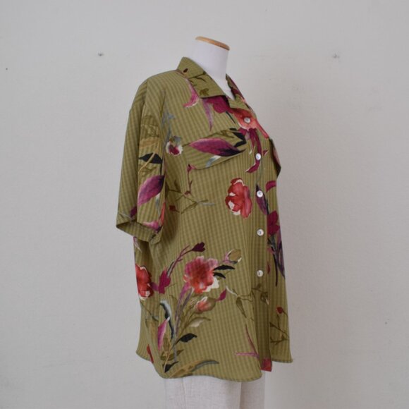 Vintage 1990s Botanical Button Down Blouse by Snug Harbor - Picture 4 of 12